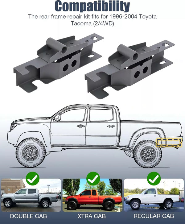 Oriclambo For 1996-2004 Toyota Tacoma Rear Frame Rust Repair with Leaf Spring Shackle Mount-2