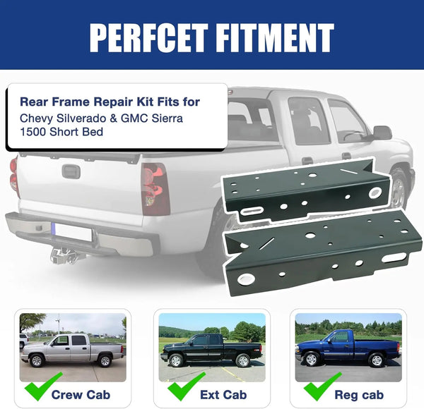 Mountainpeak Rear Frame Rust Repair Kit for 1999-2006 Chevy Silverado and GMC Sierra 1500 Short Bed Rear Frame Repair-9
