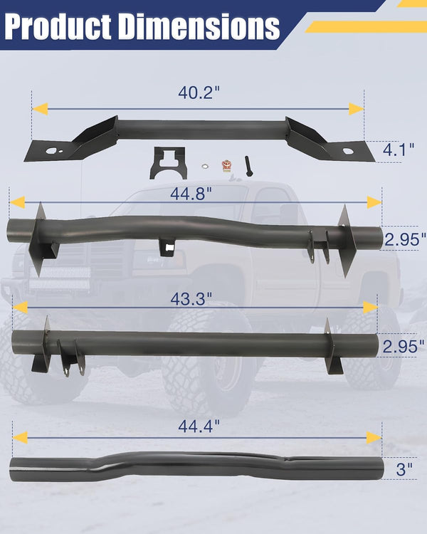 For 1999-2006 Chevy Silverado GMC Sierra 4PCS Front and Rear Fuel Tank Support Crossmember, Upper Shock Mount Crossmember, Rear Spare Tire Support Crossmember Kit