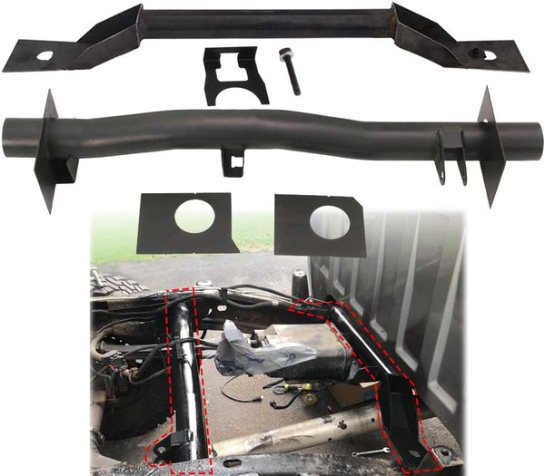 For 1999-2006 Chevy Silverado GMC Sierra 4PCS Front and Rear Fuel Tank Support Crossmember, Upper Shock Mount Crossmember, Rear Spare Tire Support Crossmember Kit - oriclambo
