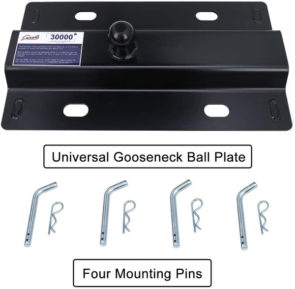 Gooseneck Hitch Ball Adapter Plate for Standard 5th Wheel Rails Pickup Truck